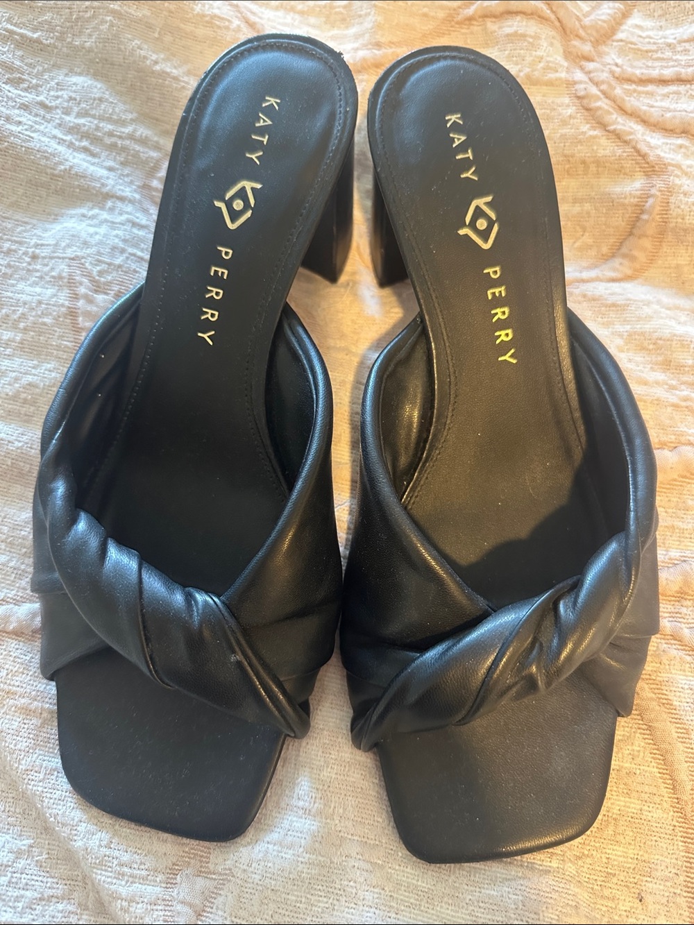 Katy Perry Collections Black Knotted Block Heel Slide Mules